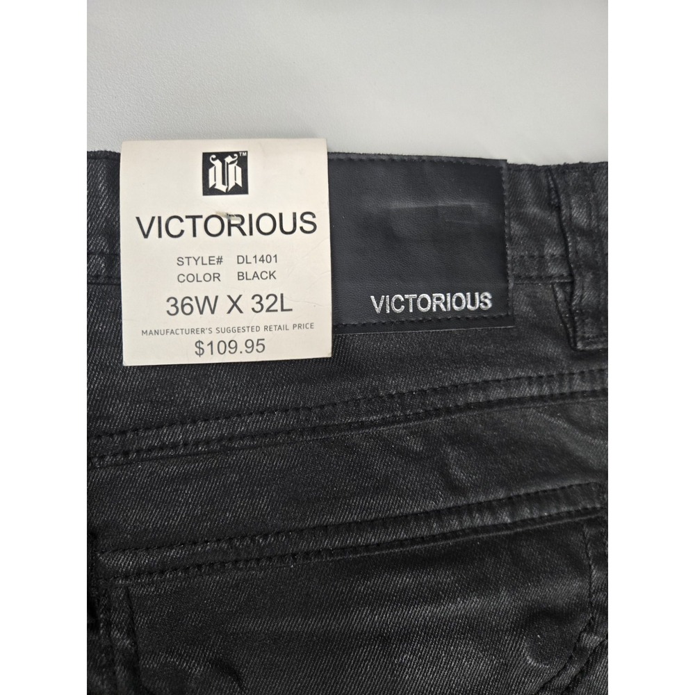 Victorious Jeans Premium Men's Black Denim NWT 36x32 DL1401 - Picture 3 of 15